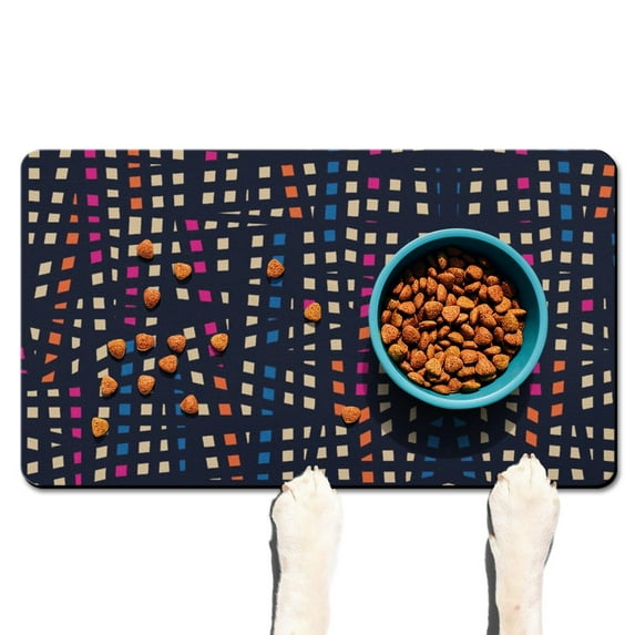 Fashionable Dog Food Mat in Psychedelic and Tie Dye Patterns – Waterproof, Odorless, Absorbent Pet Feeding Mat for Kitchen & Bathroom Users