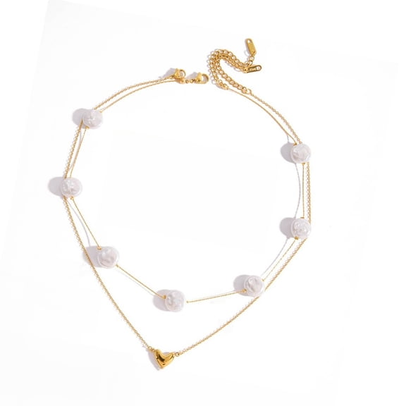 Fashionable Double Layer Imitation Pearls Necklace Pendant Dangling Charm Jewelry For Daily or Special Occasion