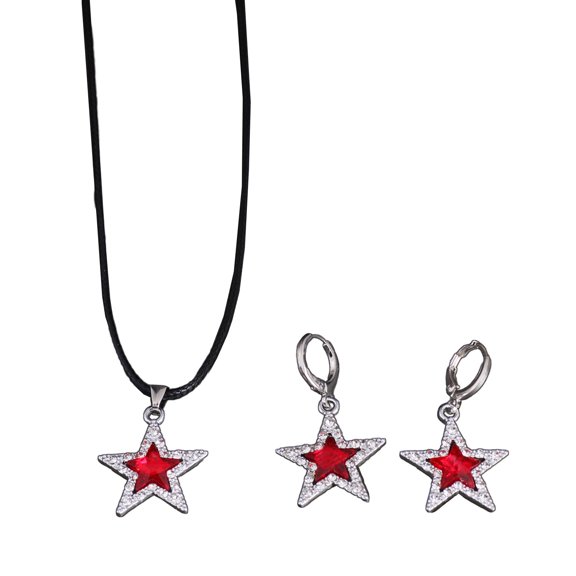 Fashionable Ear Hooks and Necklace Set Alternative Star Necklace and Earring Gothic Jewelry Set