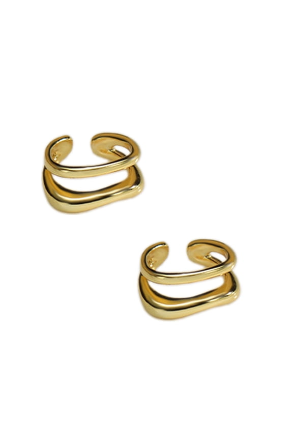 Fashionable Earcuff Double Circles Ear Cuff Stylish Faux Earrings Accessories Comfortable Ear Clip for Women and Man