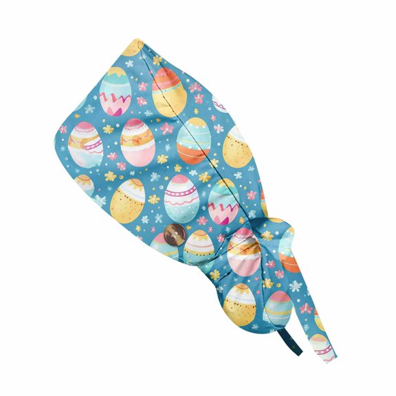 Fashionable Easter Print Work Cap, Casual Unisex Ponytail Wash Cap, Baotou Cap With Adjustable Strap And Cotton Material