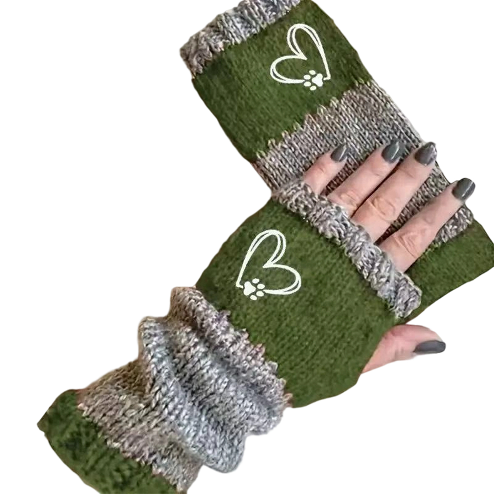Fashionable Embroidered Knitted Gloves with Touchscreens for