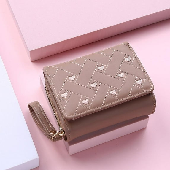 Fashionable Embroidery Heart Design Wallet with Multi-Card Slots - Compact, Soft PU for Everyday Use