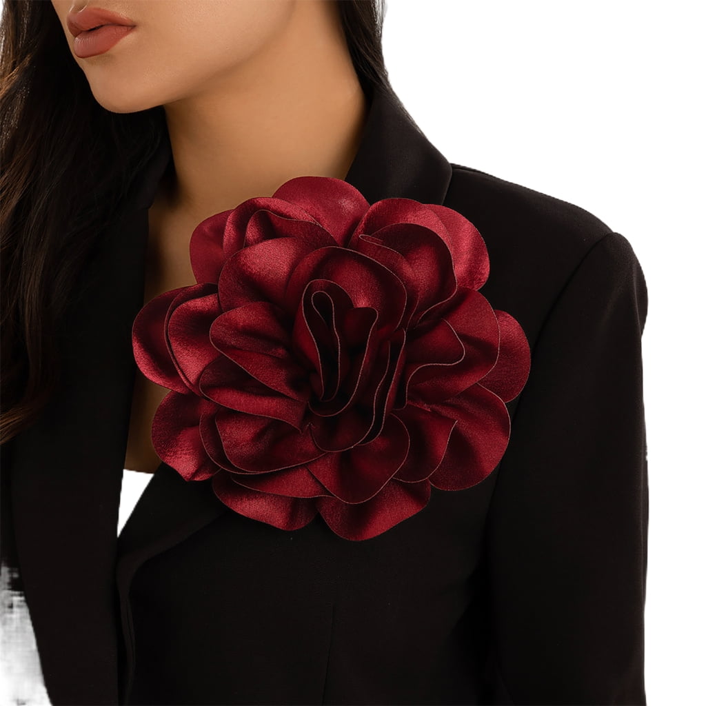 Fashionable Fabric Big Flower Brooch Handmade Lapel Pin Jewelry Beautiful Fabric Flower Brooch Pin for Women Attire Walmart