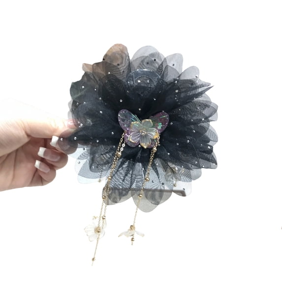 Fashionable Fabric Hair Clip Breathable Mesh Petal Design Strong Hold Hairpin Accessory For Long Hair Styling