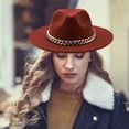 thumbnail image 1 of Fashionable Fedora Hats For Men Women Dress Wide Brim Sun Hat Baseball Caps, M, Brick Red, 1 of 3
