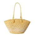 thumbnail image 1 of Fashionable Female Weave Shoulder Bag for Beach Vacation and Travel Colorful Woven Straw Handbag Large Basket Bucket Bag, 1 of 9