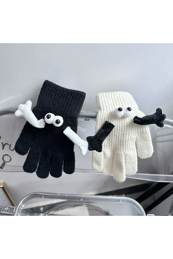 Fashionable Finger Gloves Yannianjz Fashionable Finger Gloves, Magnetic Connected Touchscreen Gloves, Soft Warm Winter Gloves for Men Women, Unisex Adult Hand Warmers for Cold Weather