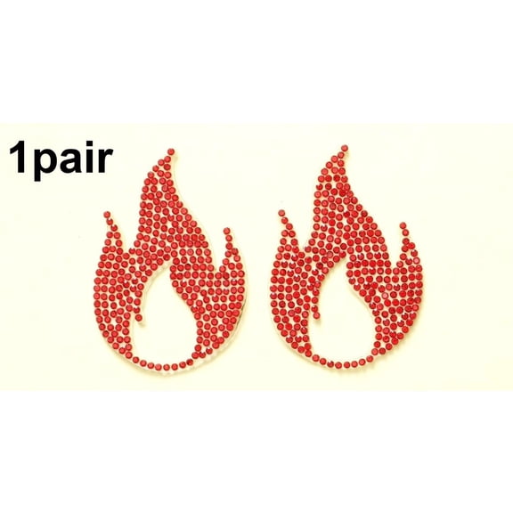 Fashionable Flame Rhinestone Sequin Chest Patch - Eye-Catching Iron-On Decorative Patch for Clothing and Accessories