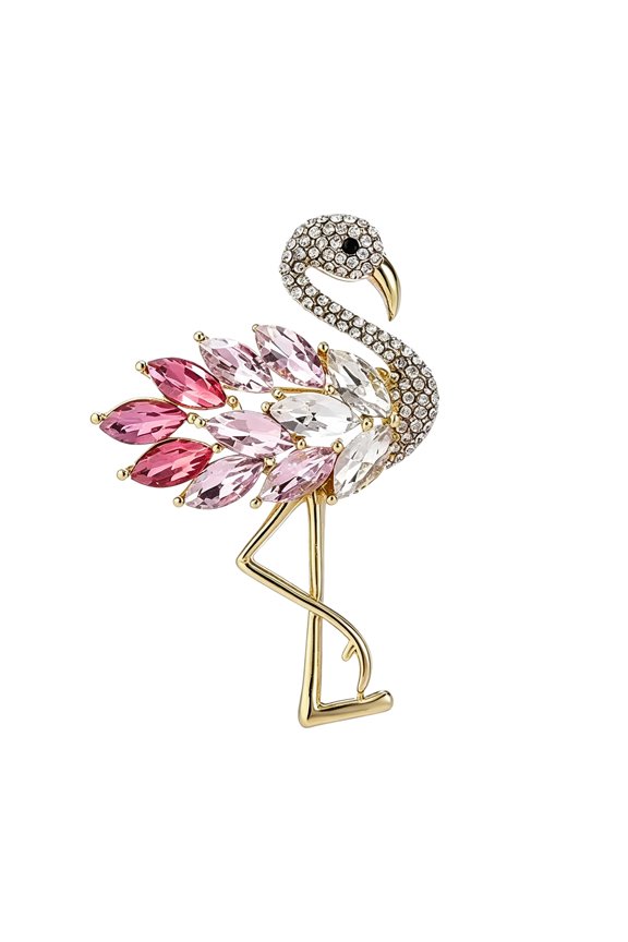 Fashionable Flamingo Design Rhinestones Brooch Sturdy Alloy Statement Pieces