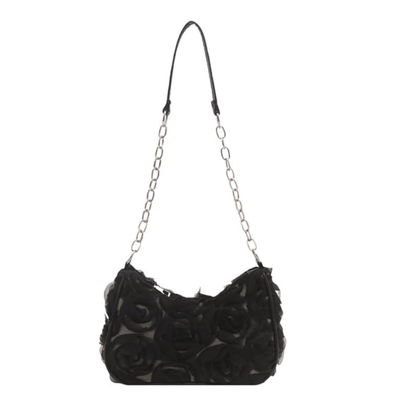 Fashionable Floral Lace Armpit Bag Lightweight Wear Resistant PU Shoulder Bag With Comfortable Chain Strap