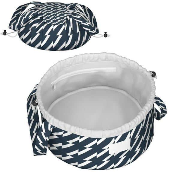 Fashionable Full-Print Drawstring Cosmetic & Makeup Bag – Large Portable Makeup Organizer with Inner Zipper Pocket & Mesh Compartment, Travel Toiletry Bag for Women