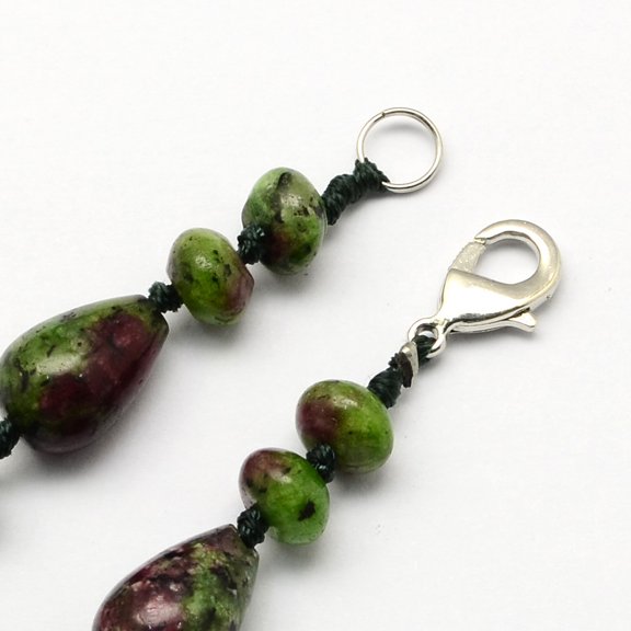 Fashionable Gemstone Beaded Necklaces with Platinum Tone Zinc Alloy Lobster Clasps Ruby in Zoisite 17.7 inch