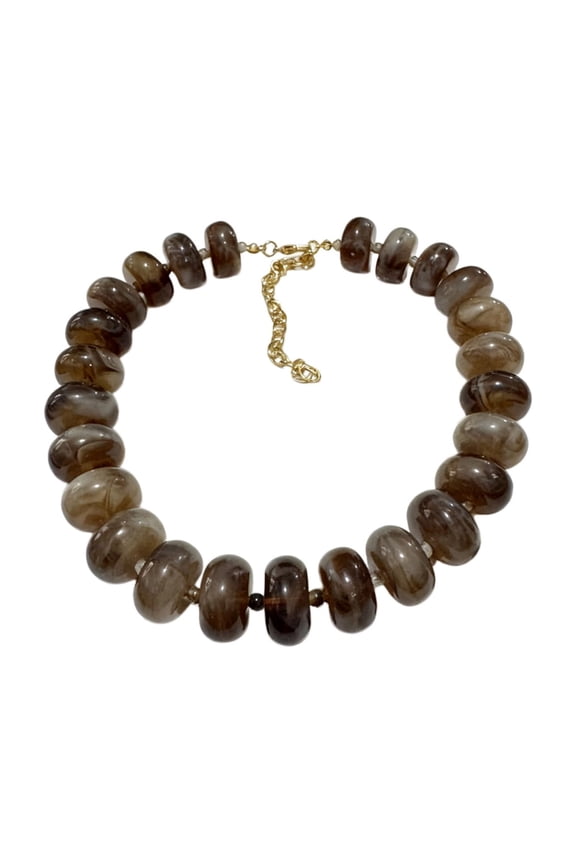 Fashionable Geometric Beaded Necklace Bohemian Styles Adjustable Clavicle Chain For Women Trendy Resin Jewelry