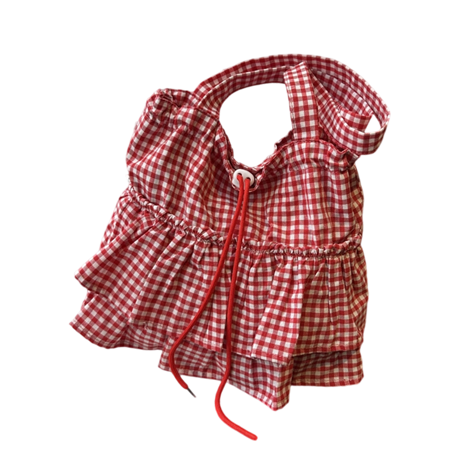 Fashionable Geometric Print Shoulder Bag Roomy Unisex Canvas Underarm Purse Ruffle Plaids Design for Travel Shopping