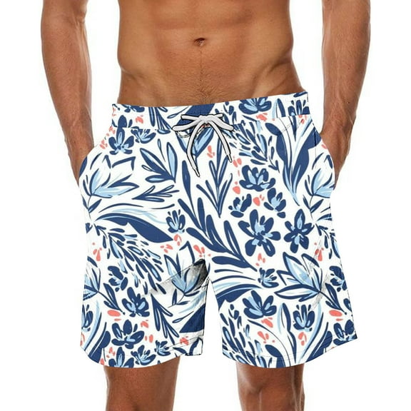 Fashionable Gifts Mens Gym Shorts Men Casual Fashion Print Shorts With Pockets Elastic Waist Beach Pants L, Blue
