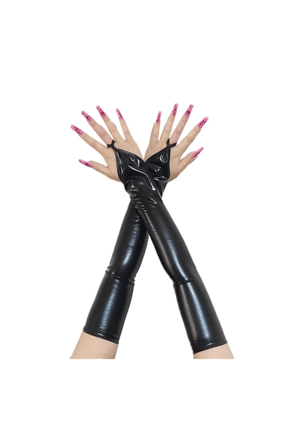 Fashionable Glossy Elbow Length Gloves Lightweight Fabric Perfect For Costumes And Photo Shoots