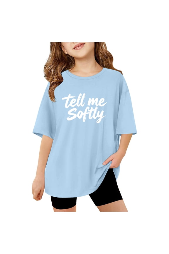 Fashionable Graphic Letter Print Tee Shirts For Girls Soft Comfortable Casual Daily Wear Top Oversized T-shirts Basic Cute Tees Crewneck Casual Tops