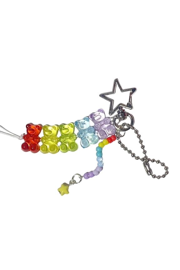 Fashionable Handmade Rainbow Beaded Keychain Portable and Sturdy Resin Charm Accessory for Fashion Enthusiasts