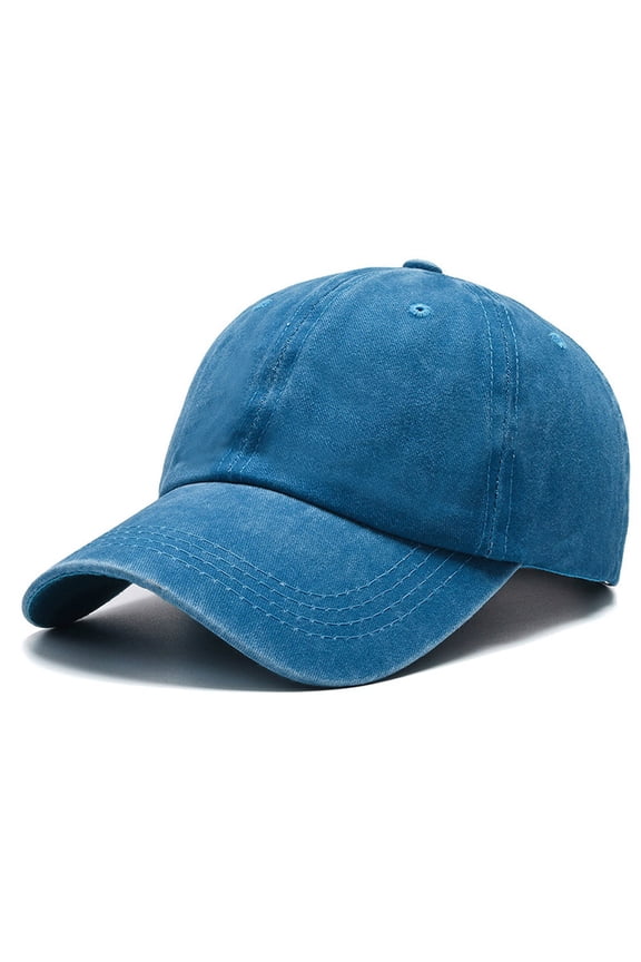 Fashionable Heart Embroidered Baseball Cap Pure Washed Baseball Cap Sky Blue