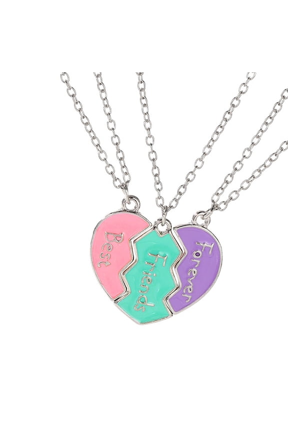 Fashionable Heart Puzzle Necklace Set of 3 Portable Accessory for Trendy Women to Share with Their Closest Friend