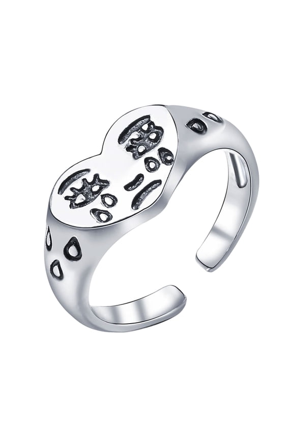 Fashionable Heart Sad Expression Fashion Rings Skin Friendly Metal Unisex Accessory for Casual Stylish Outfits