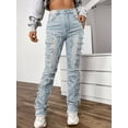 thumbnail image 1 of Fashionable High Waist Embroidered  Pants (L, LightBlue), 1 of 7