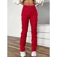 thumbnail image 1 of Fashionable High Waist Embroidered  Pants (S, Red), 1 of 7