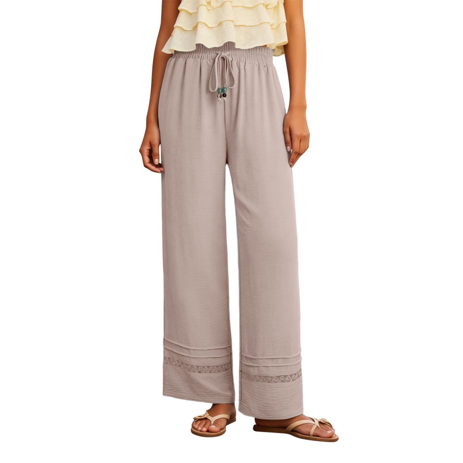 Fashionable High Waist Loose Fit Straight Leg Sheer Casual Pants For ...