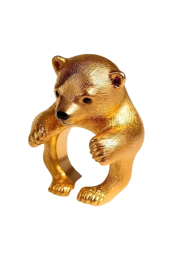 Fashionable Hugging Bear Rings Geometric Dating Rings Finger Jewelry Alloy Texture Suitable for Everyday Use and Gift