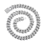 Fashionable Iced Outs Cuban Link Chain Necklace Hip Hop Fashion Jewelry Accessory for Trendy Women and Men