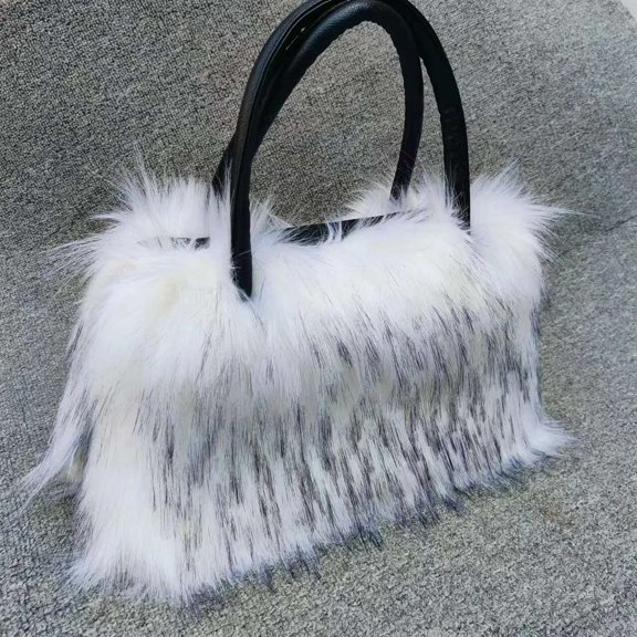 Fashionable Imitation Fur Plush Tote Bag with Spacious Interior Stylish Accessory