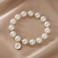 thumbnail image 1 of Fashionable Imitation Pearl Alphabet Bracelet - Versatile Elastic Cord Beaded Bracelet for Women for Loved Ones, 1 of 3