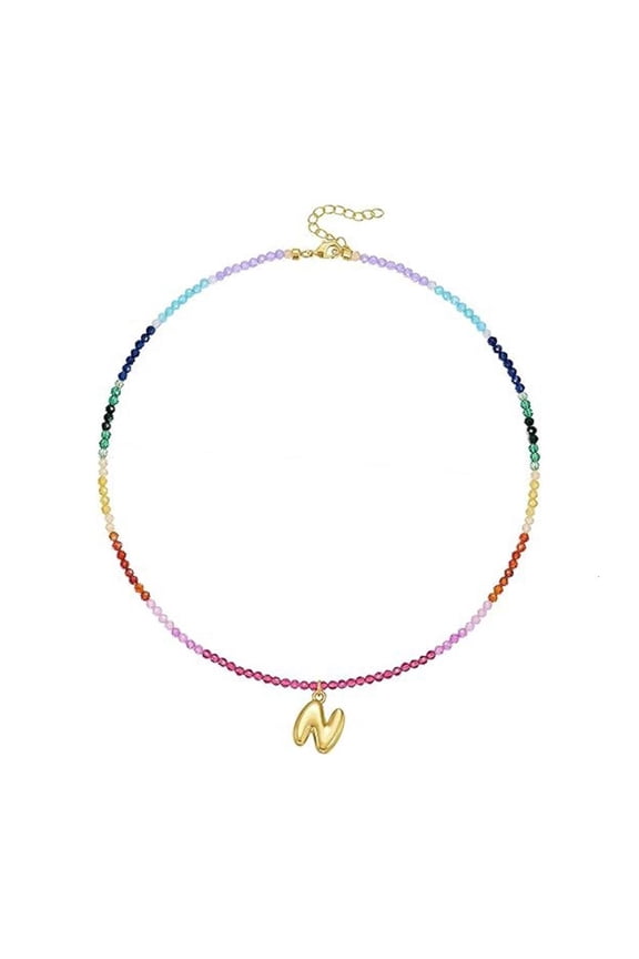 Fashionable Initial Charm Necklace Colorful Beaded Designs Coastal Jewelry