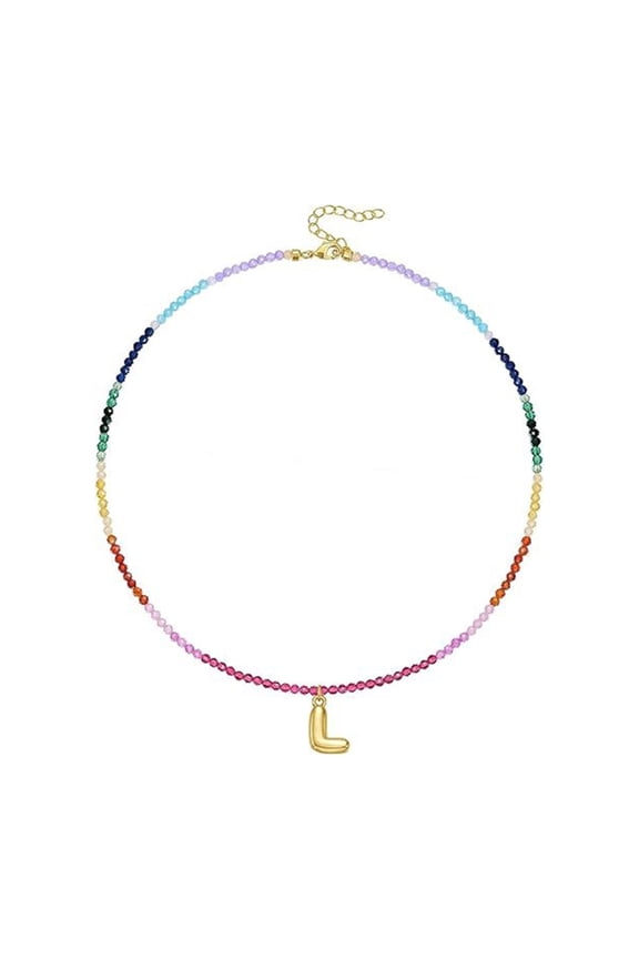 Fashionable Initial Charm Necklace Colorful Beaded Designs Coastal Jewelry
