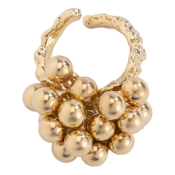 Fashionable Irregular Hollow Metal Rings with Pearls Adjustable for Trendy Women Beach Holiday Accessory