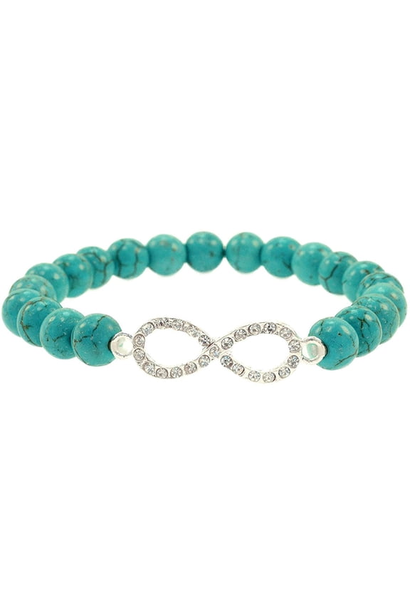 Fashionable Jewelry Created-Turquoise, Rhinestone Crystal, Infinity Charm, Stretchable