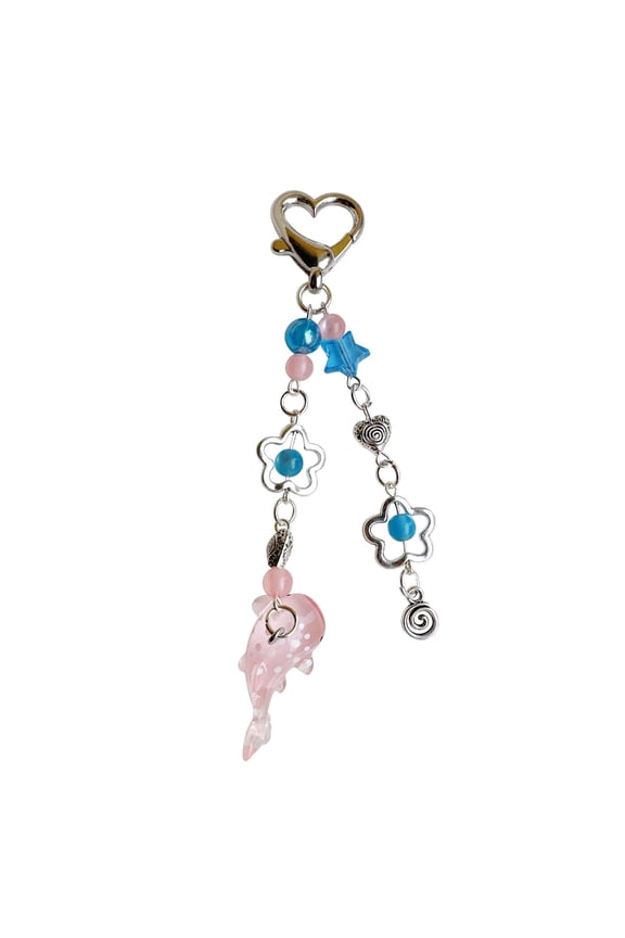 Fashionable Keychain Strap Handmade Marine Life Keyring Whale Pendant Beaded Key Chain Versatile Phone Charm Accessory