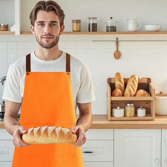 Fashionable Kitchen Apron with Pockets,Waterproof and Oil-Resistant,Simple and Functional Apron for Men and Women