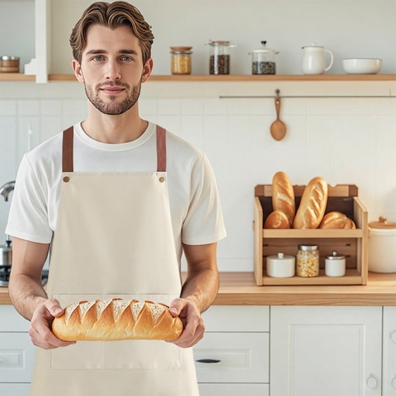 Fashionable Kitchen Apron with Pockets,Waterproof and Oil-Resistant,Simple and Functional Apron for Men and Women