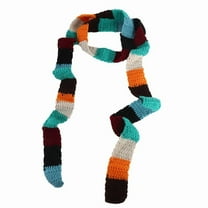 Fashionable Knit Narrow Scarf Colorful Striped Long Skinny Scarves for Women