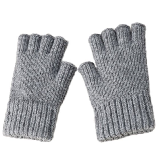 Fashionable Knitted Gloves with Half Finger Warm and Comfortable Thick Liner Gloves for Students Office Writing Reading