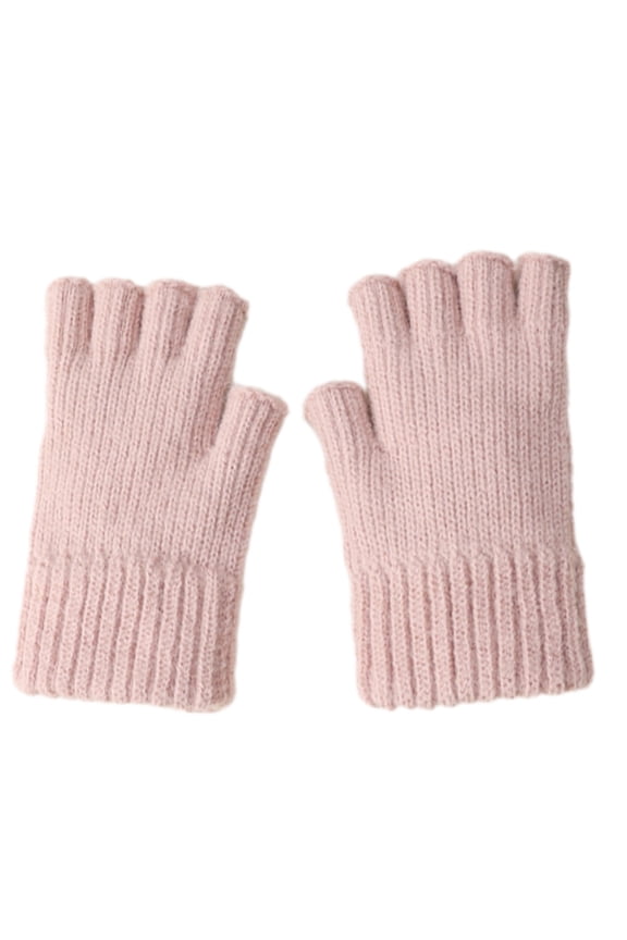 Fashionable Knitted Gloves with Half Finger Warm and Comfortable Thick Liner Gloves for Students Office Writing Reading