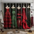 Fashionable Lace Dress Mannequins Shower Curtain Red Green Black