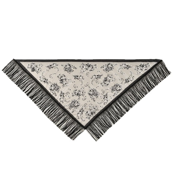 Fashionable Ladies Triangle Scarf with Velvet Flower Design