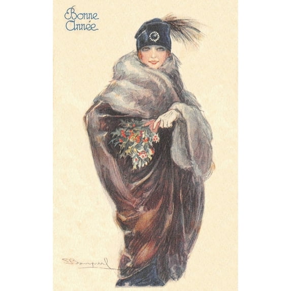 Fashionable Lady With Holly Poster Print By Mary Evans Picture Librarypeter & Dawn Cope Collection