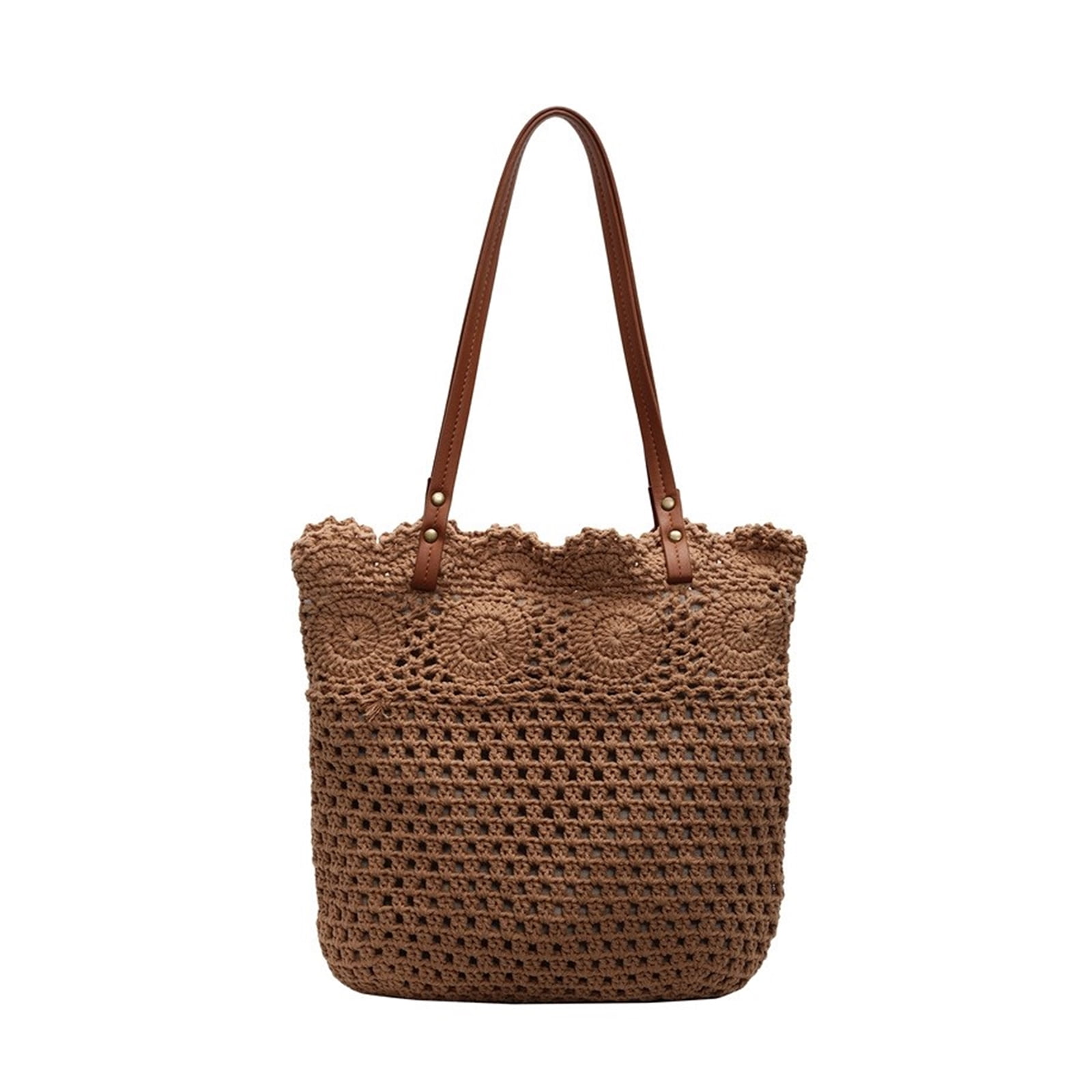 Fashionable Large Capacity Crochet Beach Bag For Women Cotton Hollow Design Shoulder Bags Handbag For Vacation