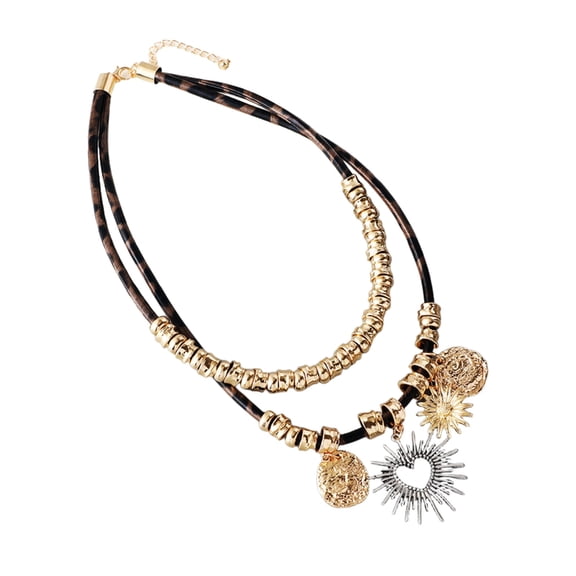 Fashionable Layer Chain Necklace With Oversized Openwork Heart Charm