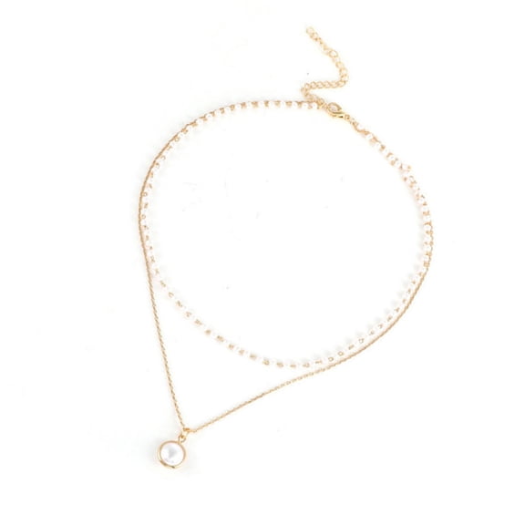 Fashionable Layered Imitation Pearls Necklace with Adjustable Chain Jewelry for Everyday Wear or Special Occasions