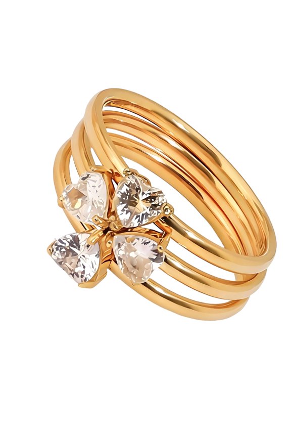 Fashionable Layering Rings Featuring Heart And Clovers Motifs Delicate Charm Perfect For Giving